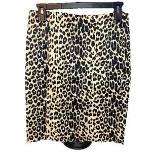 Bebe Short Skirt Women's Size 2 Leopard Print Front/Back Vents Stretch Mob Wife